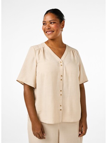 Chemisier 'CAALABAMA' Zizzi en beige : devant