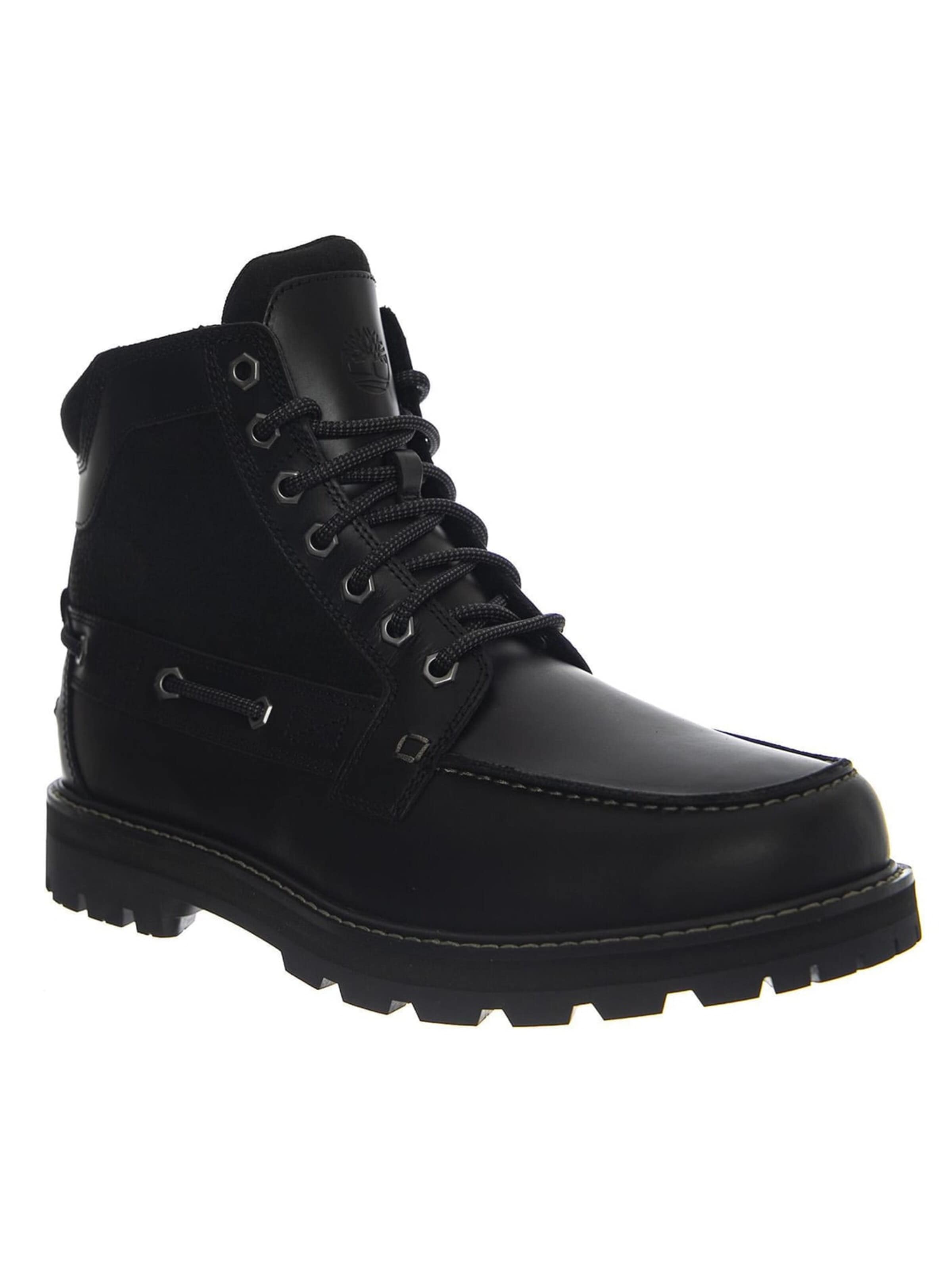 Stivale stringato 'Britton Road Mid Lace Up -- Men's Black Full Grain Leather' di TIMBERLAND in nero: frontale