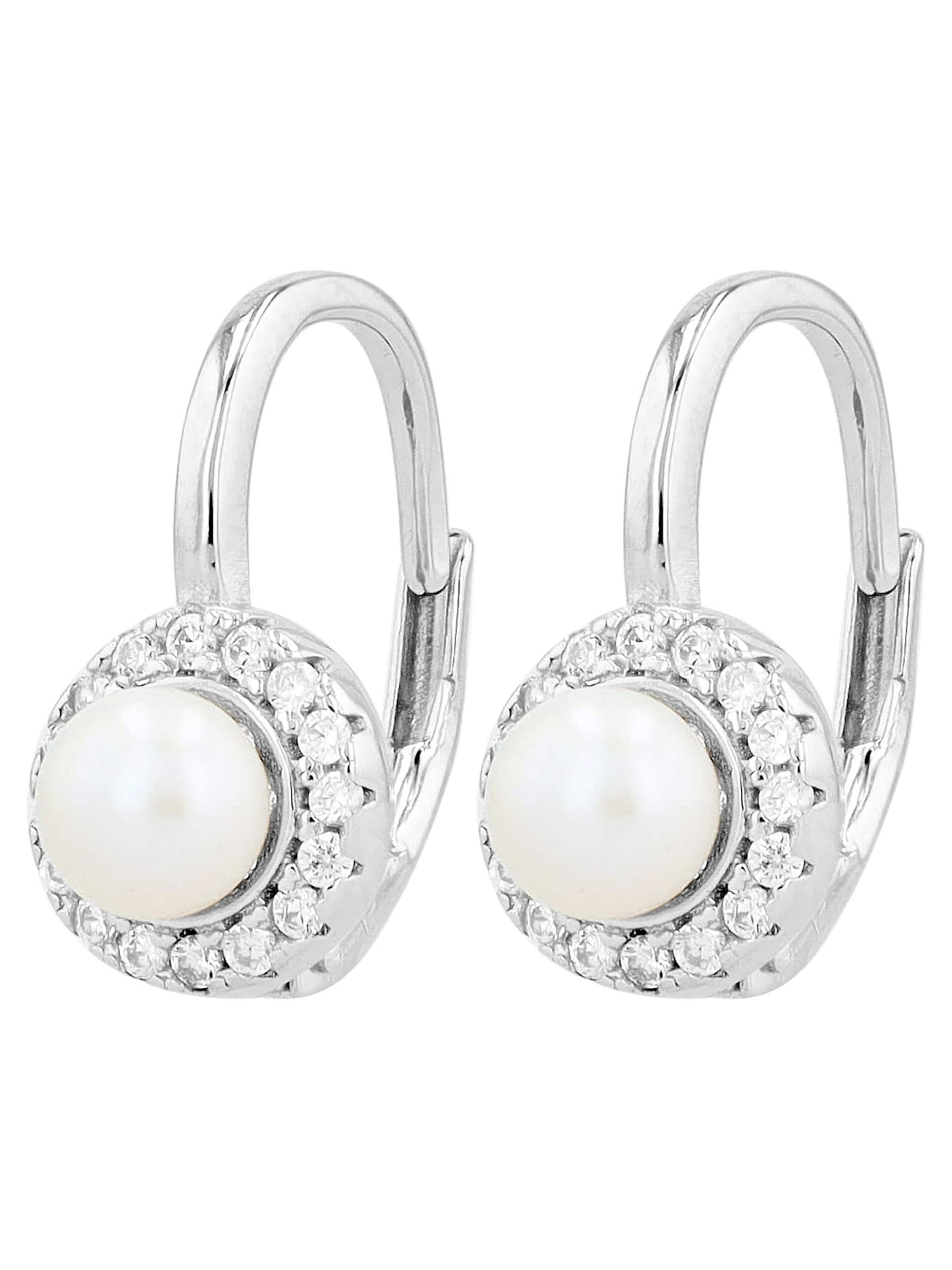 Akzent Earrings 'Pearl, 925 Sterlingsilber, langlebig' in Silver