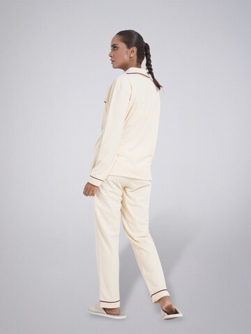 LEAFLETIC Pyjama 'Leafletic Women’s Nightwear Long set'‌‌‌‌‌‌‌‌ in Beige