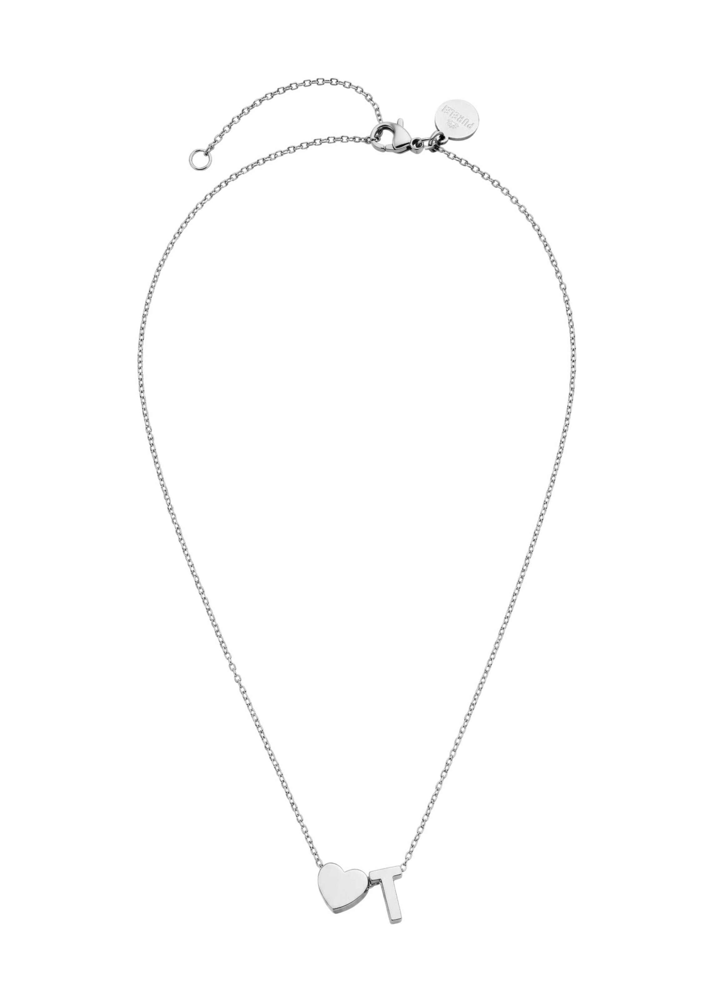 PURELEI - Cadena 'Letter Heart T' en plata: frente