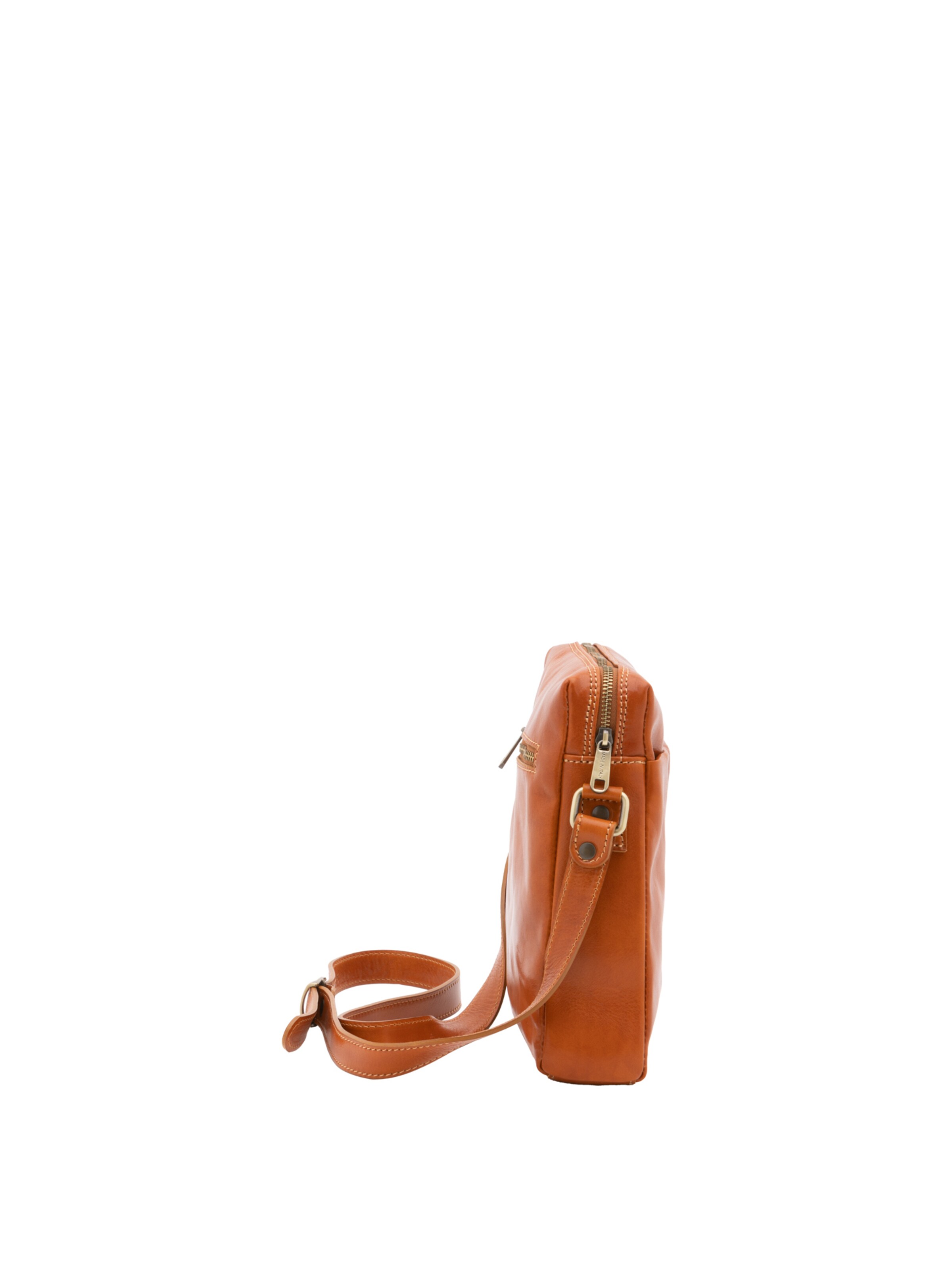 Borsa a tracolla 'Borsa a tracolla uomo vera pelle vacchetta con zip - Made in Italy' di I Fratelli in beige