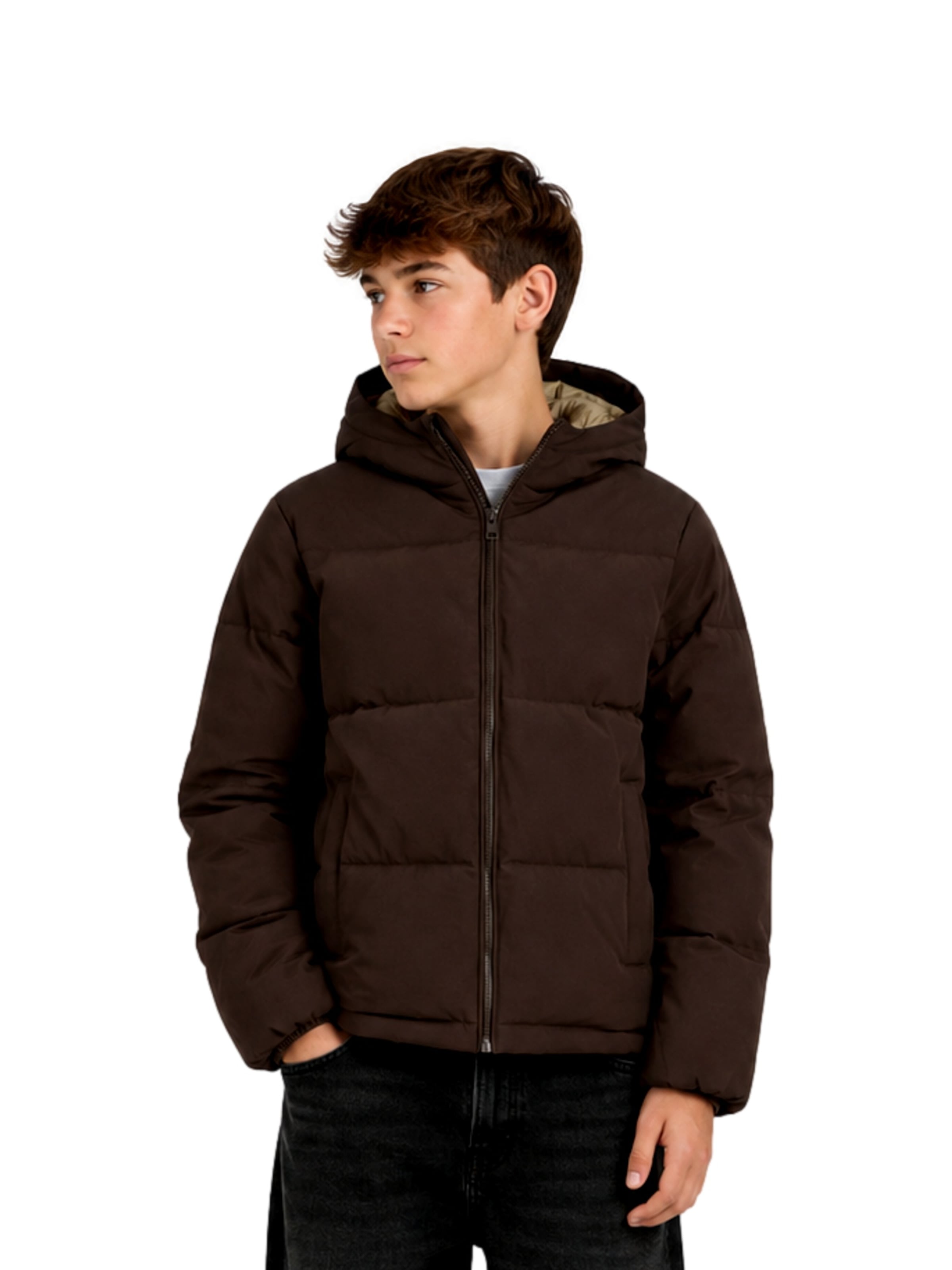 Jack & Jones Junior Winterjas 'Galaxy' in Bruin: voorkant