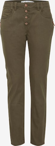 PULZ Jeans Chino Pants in Green: front