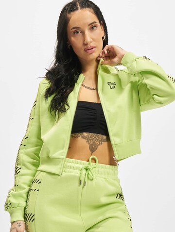 Thug Life Zip-Up Hoodie 'Mosh' in Green