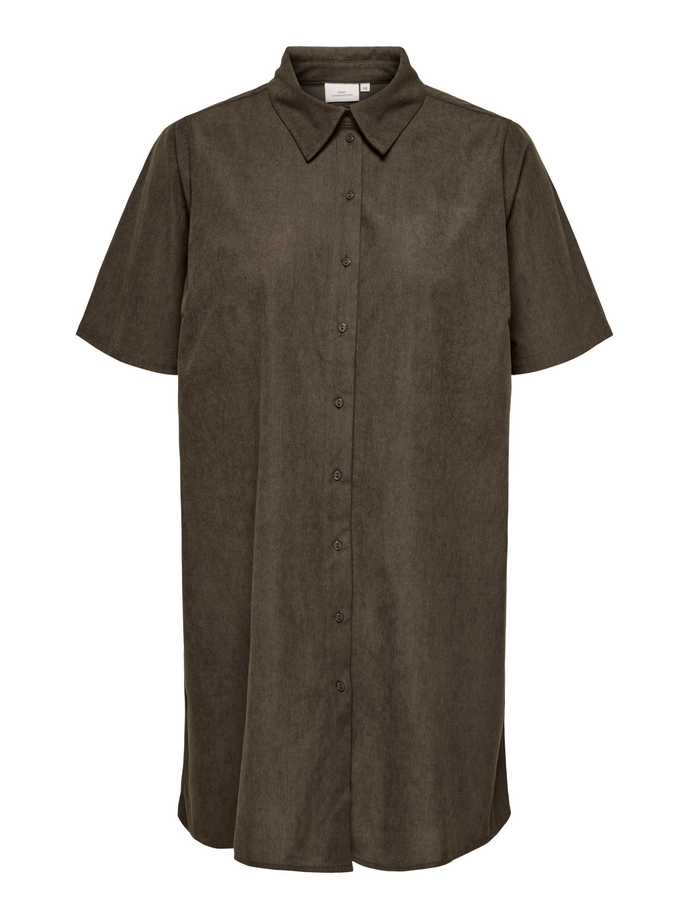 ONLY Carmakoma - Vestido camisero 'CARKinta' en marrón: frente