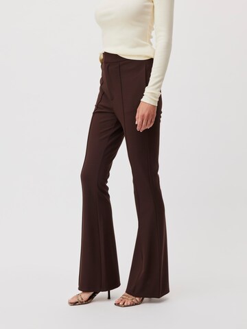 LeGer by Lena Gercke Flared Trousers with creases 'Hildegard Tall' in Brown