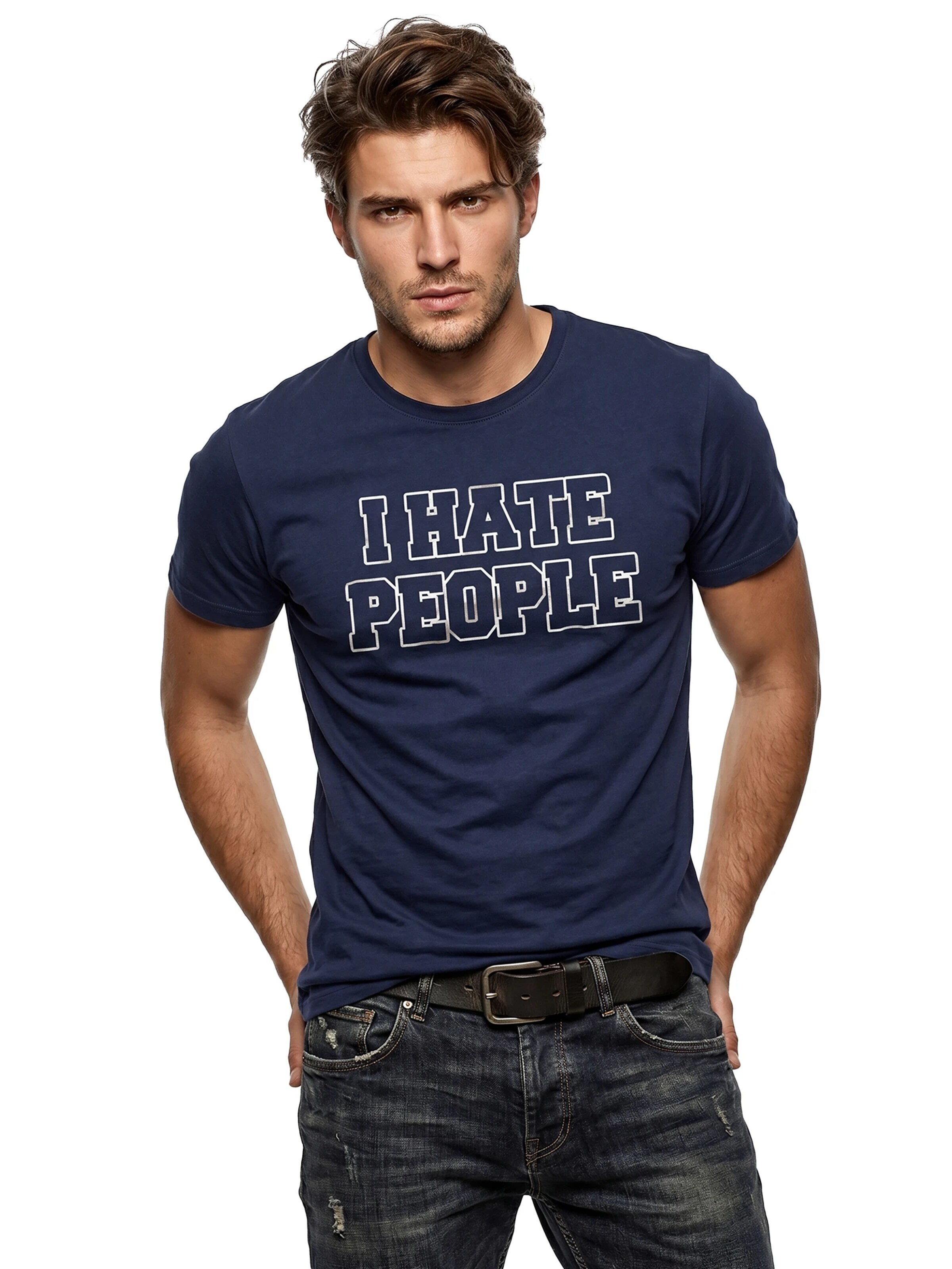 MAKAYA Shirt 'IHatePeople' in Blue