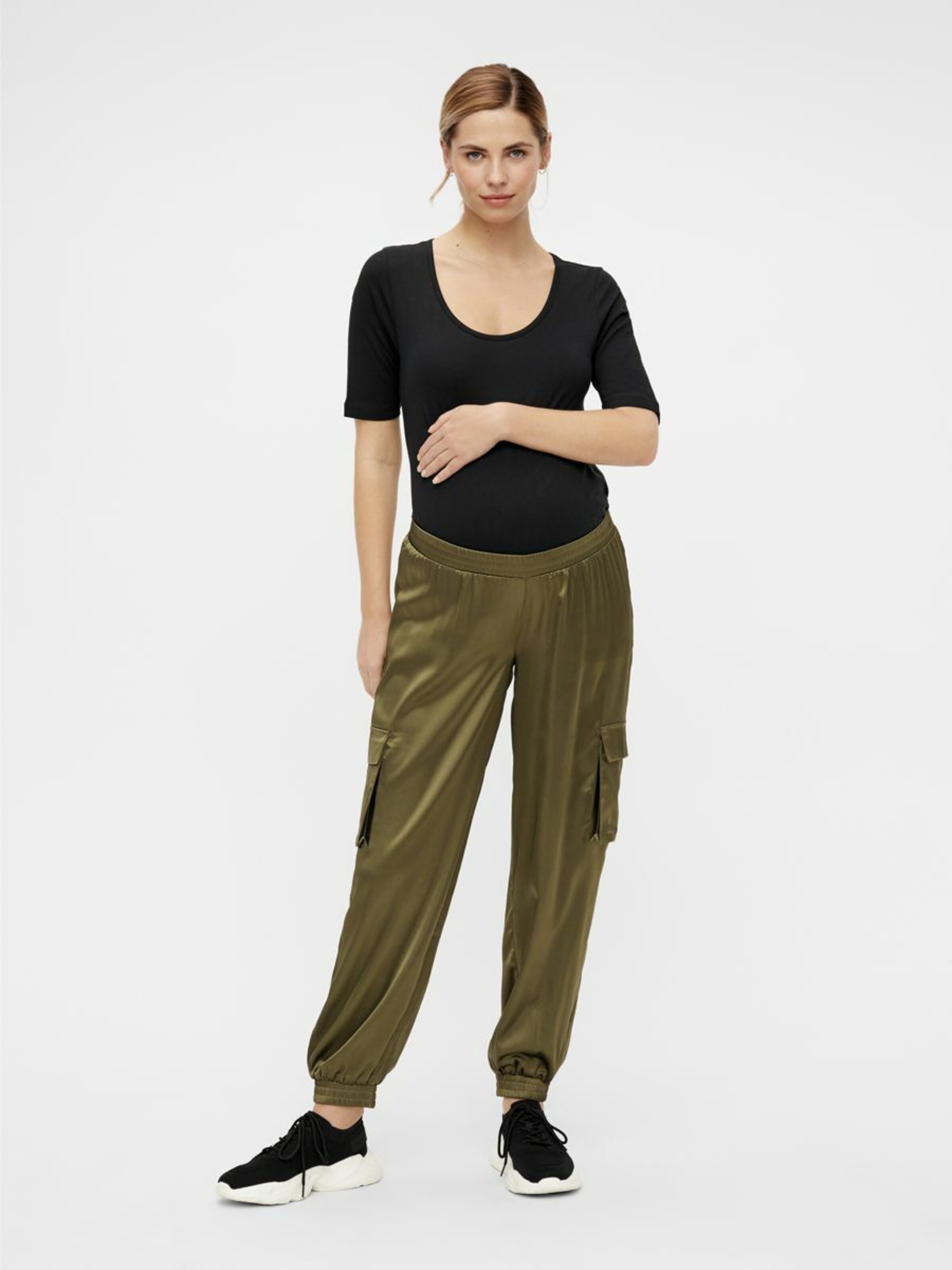 Frauen Umstandsmode MAMALICIOUS Cargohose 'MLASA' in Oliv - PQ41179 Frauen Umstandsmode MAMALICIOUS Cargohose 'MLASA' in Oliv - PQ41179