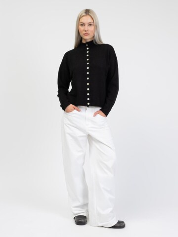 BROKE + SCHÖN Knit Cardigan 'Strickjacke mit Stehkragen' in Black