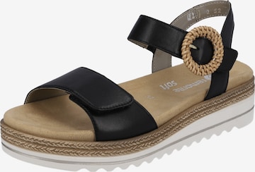 REMONTE Strap Sandals in Black: front