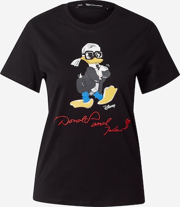 Maglietta 'Disney x KL' di Karl Lagerfeld in nero: frontale