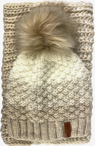 Kumixi Beanie 'Set: Mütze & Loop Schal' in Beige: front