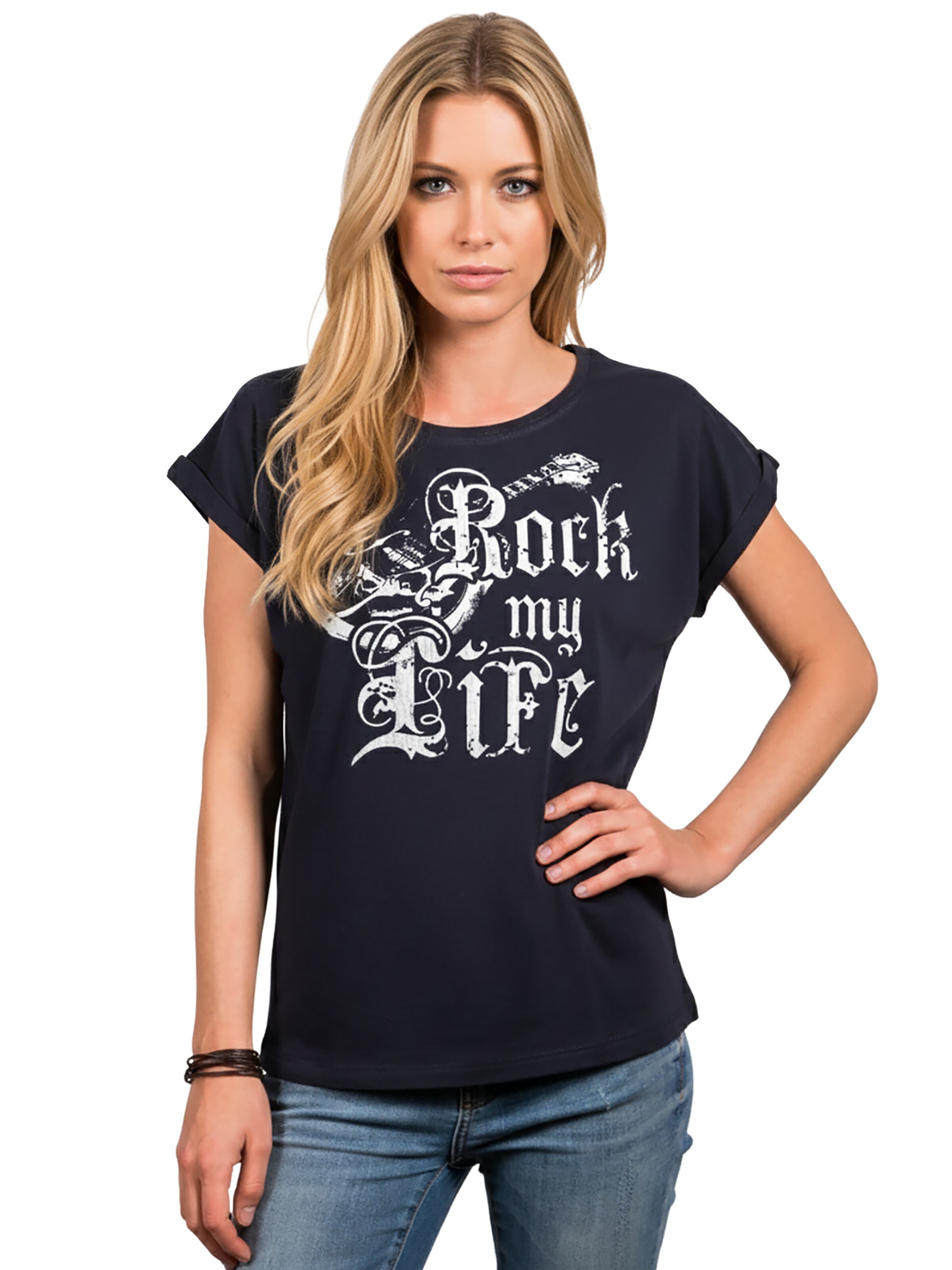 MAKAYA Shirt 'Rock My Life' in Blue: front