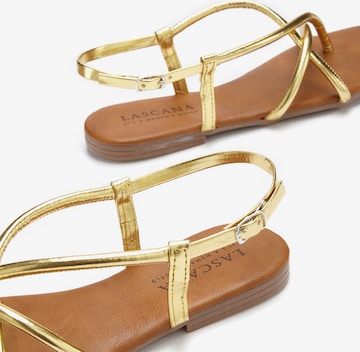 LASCANA T-Bar Sandals in Gold