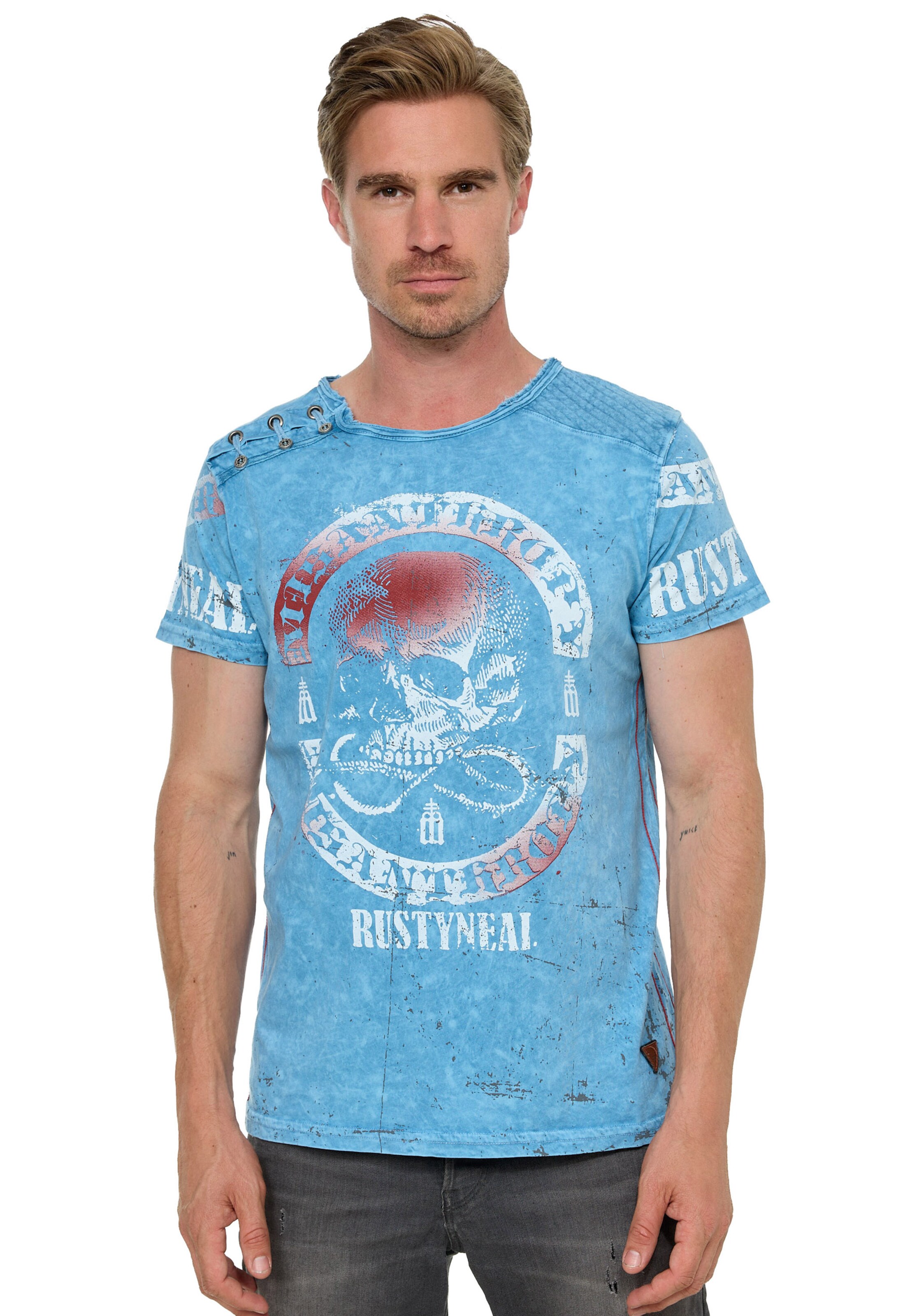 Rusty Neal T-Shirt in Blau: Vorderseite
