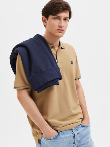 SELECTED HOMME Poloshirt 'Dante' in Beige