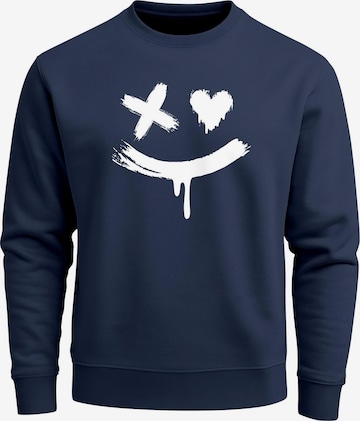 Neverless Sweatshirt 'Creepy Smile' in Blau: Vorderseite