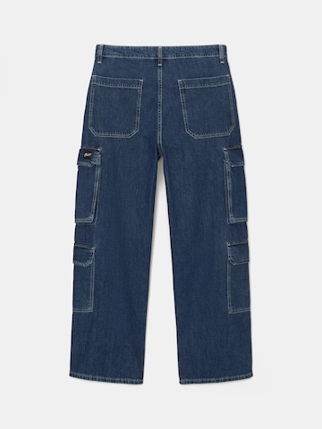 Pull&Bear Loosefit Cargojeans i blå