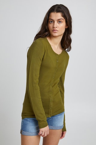 ICHI Knit Cardigan in Green: front