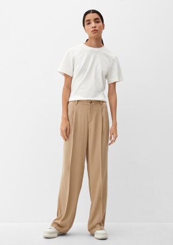 s.Oliver Wide leg Pleated Pants in Beige