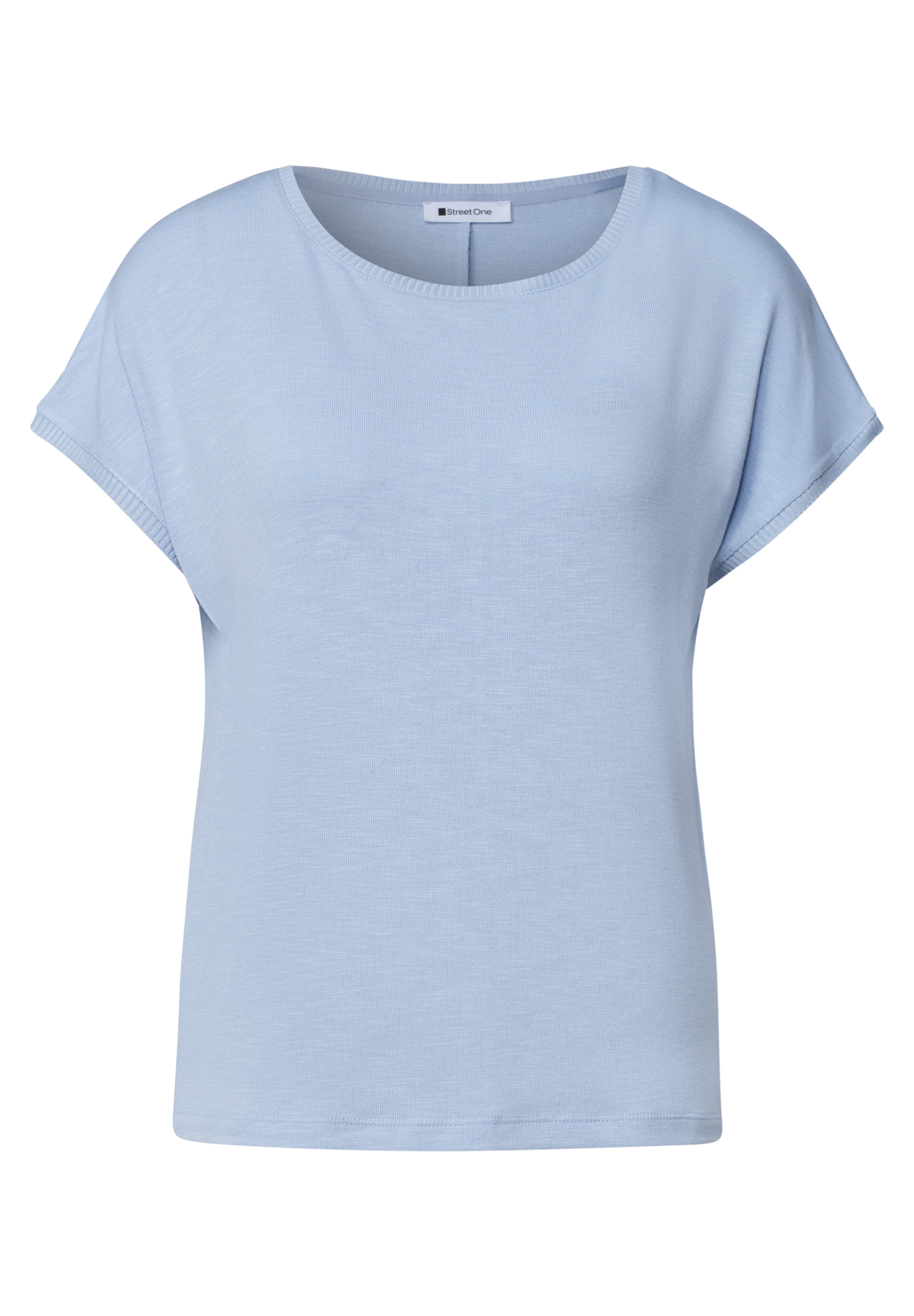 STREET ONE Dropped Shoulder Shirt mit Rundhals in Blau: Vorderseite