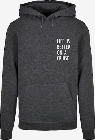 Sweat-shirt 'Life Is Better' Merchcode en gris : devant