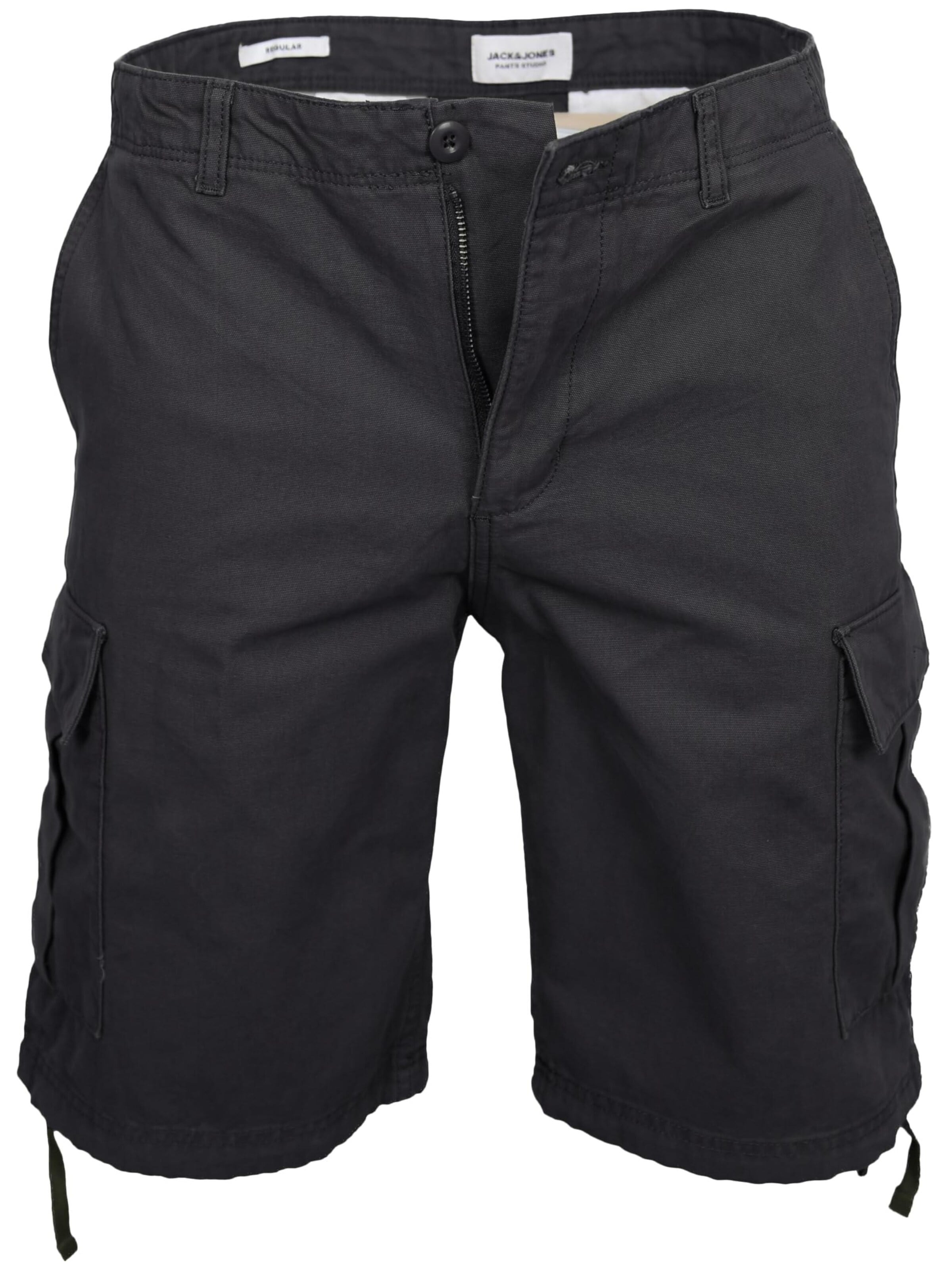 JACK & JONES Regular Cargo Pants 'JACK & JONES Herren Cargoshorts Freizeithose Shorts Kurze Hose' in Black: front