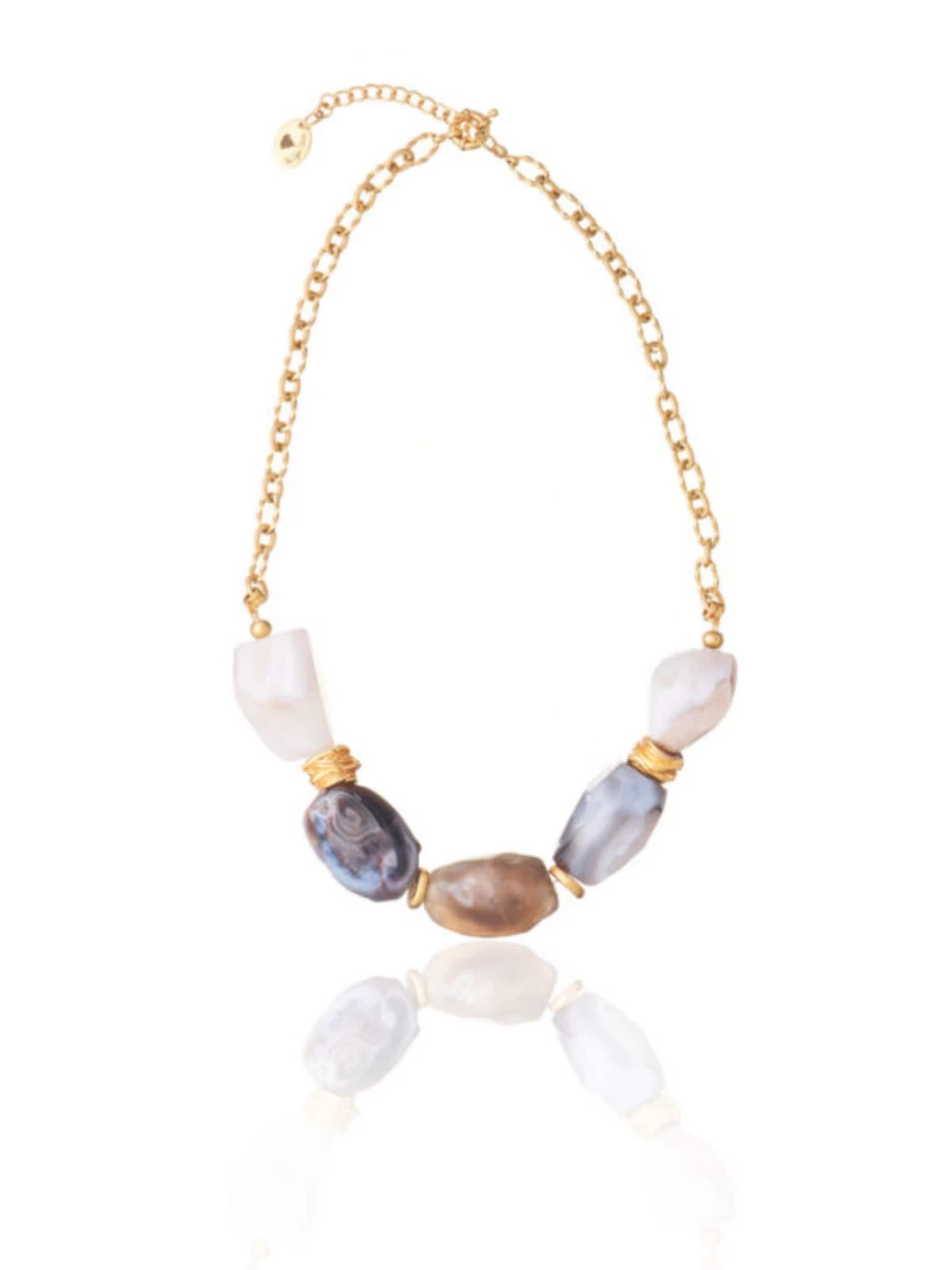 THE GEM STORIES JEWELRY Necklace 'Nude Agate Necklace' in Mixed colours: front