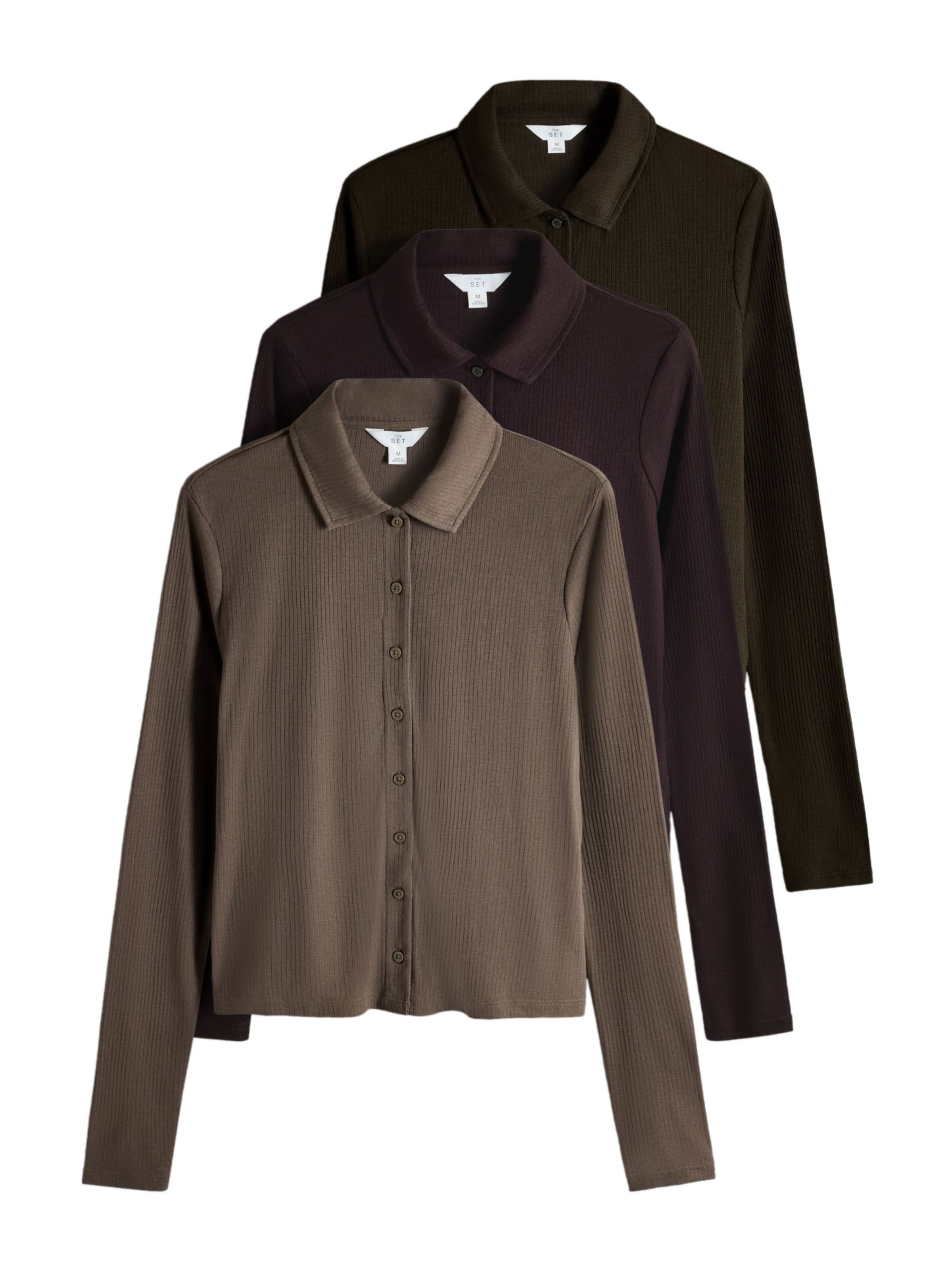 The Set Blouse in Bruin: voorkant