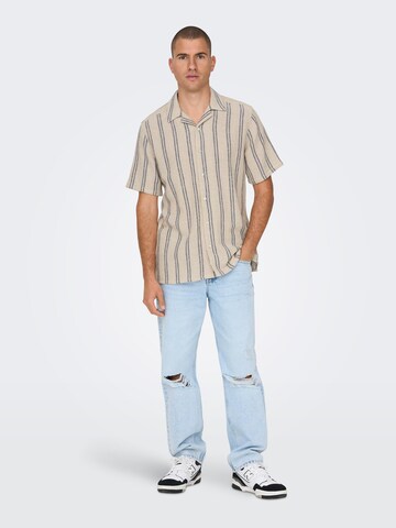 Only & Sons Regular fit Overhemd 'Trev' in Beige