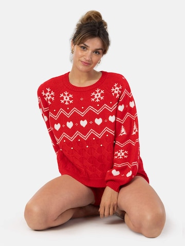 LEAFLETIC Pullover 'Leafletic Women’s Pullover Sweater'‌‌‌‌‌‌‌‌ in Rot: Vorderseite