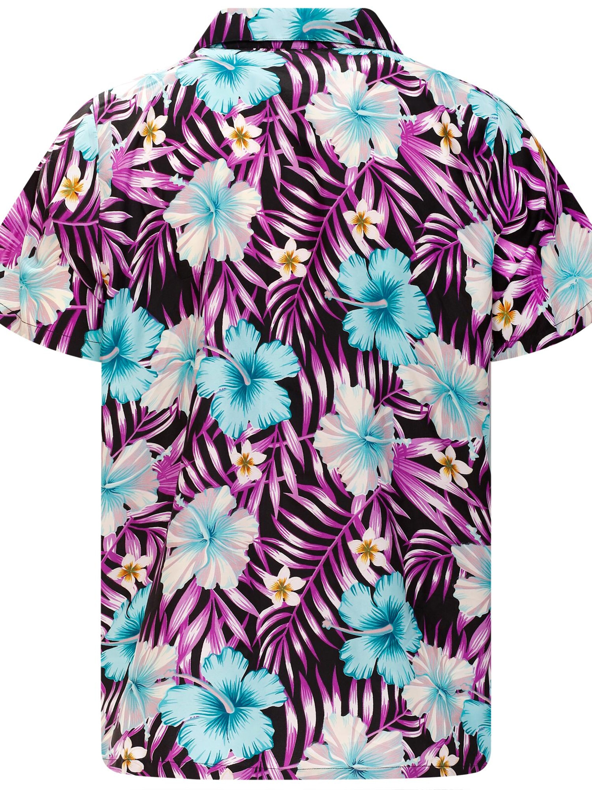 King Kameha Regular Fit Shirt 'Tropical Hibiscus'‌‌ in Schwarz