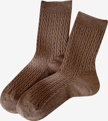 Millo Socks 'Cosy Twist' in Brown: front