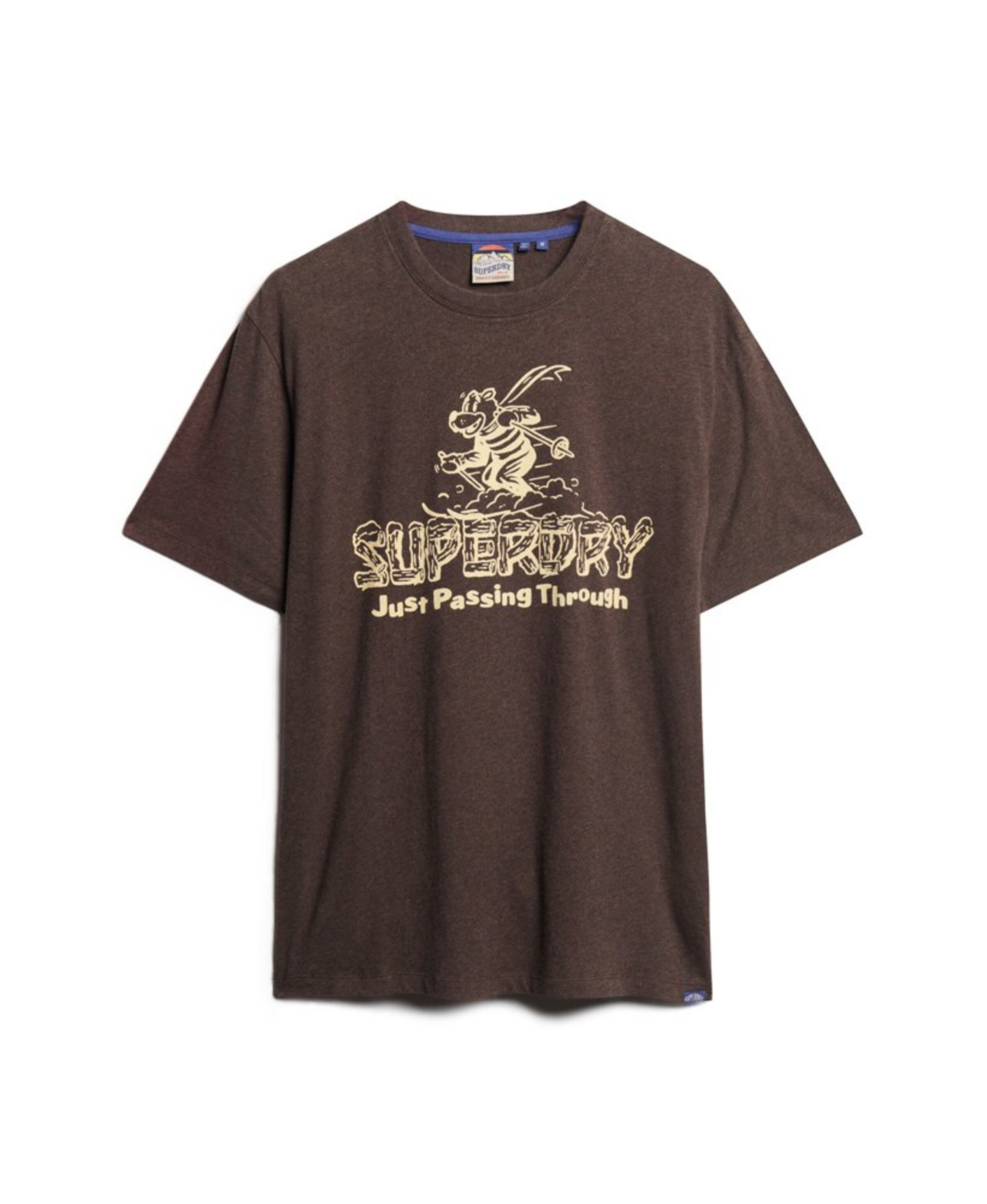 Superdry Тениска 'Travel Postcard' в кафяво: отпред