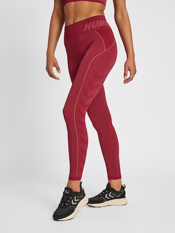 Hummel Skinny Workout Pants in Red: front