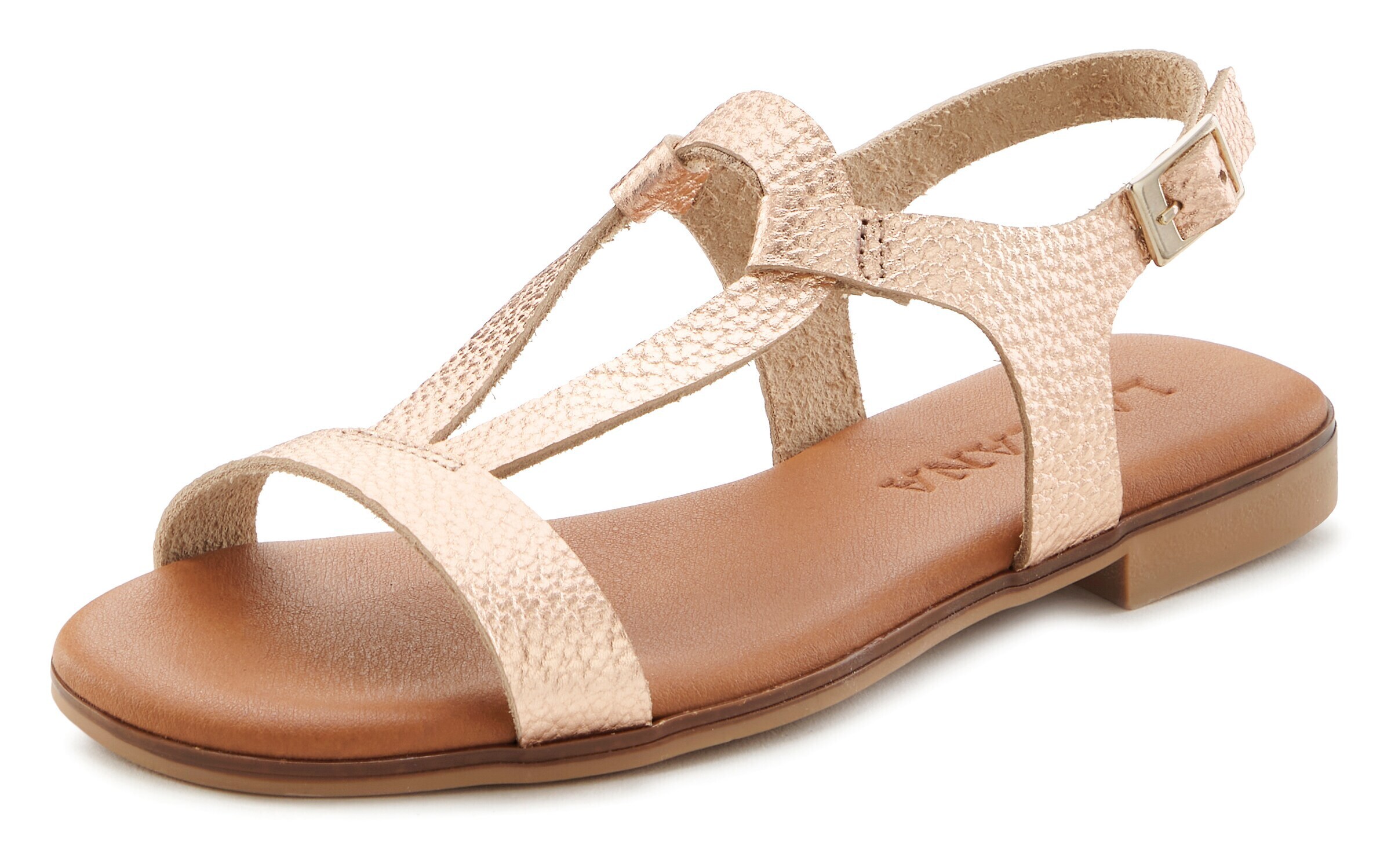 LASCANA - Sandálias com tiras em ouro: frente