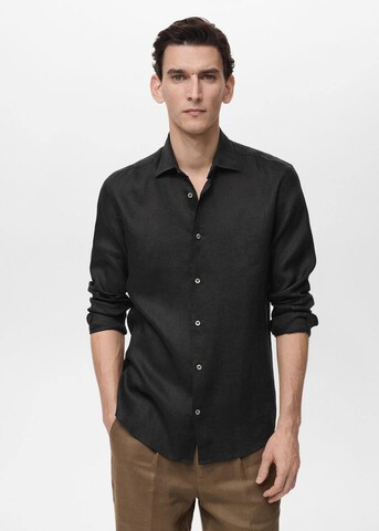 MANGO MAN Regular fit Button Up Shirt 'Parrot' in Black: front