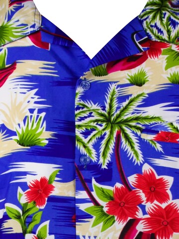 King Kameha Shirt 'Flamingos' in Blau