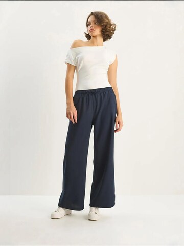 Wide Leg Pantalon Bianco Lucci en bleu