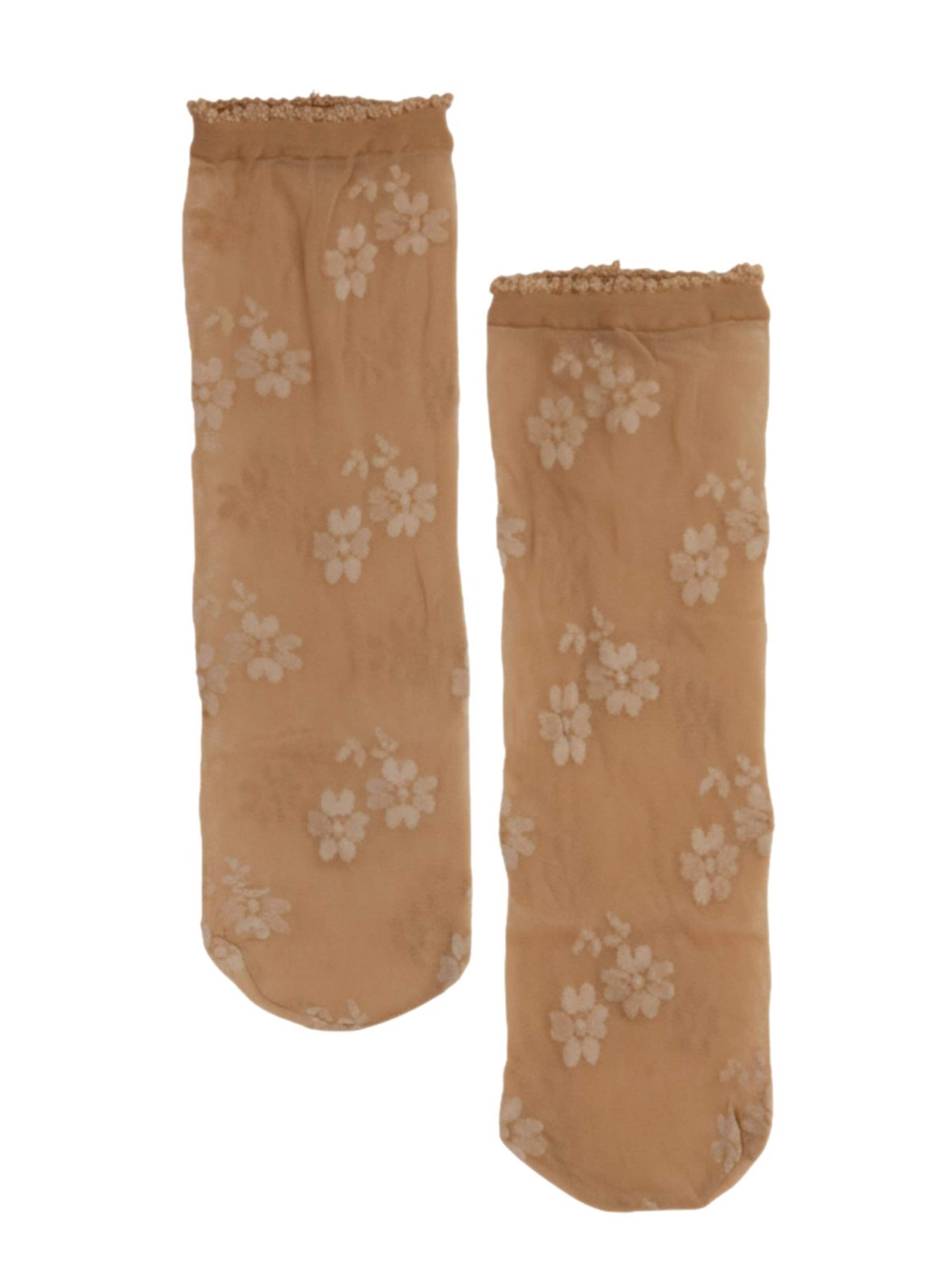 Sokisahtel Socks 'FIORELLA floral sheer socks' in Beige: front