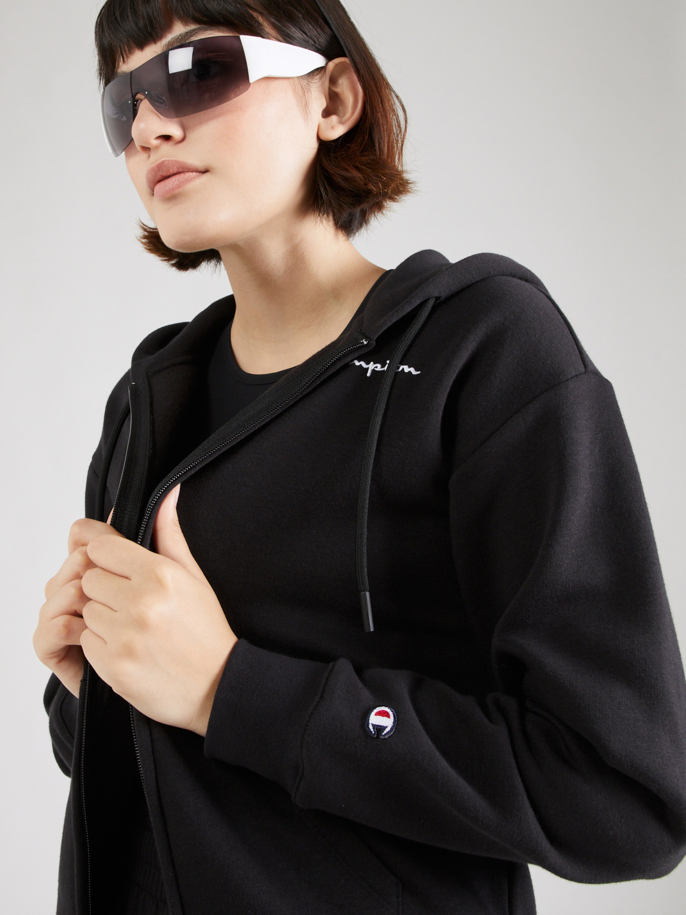 Champion Authentic Athletic Apparel Zip Up Hoodie in Black ABOUT YOU