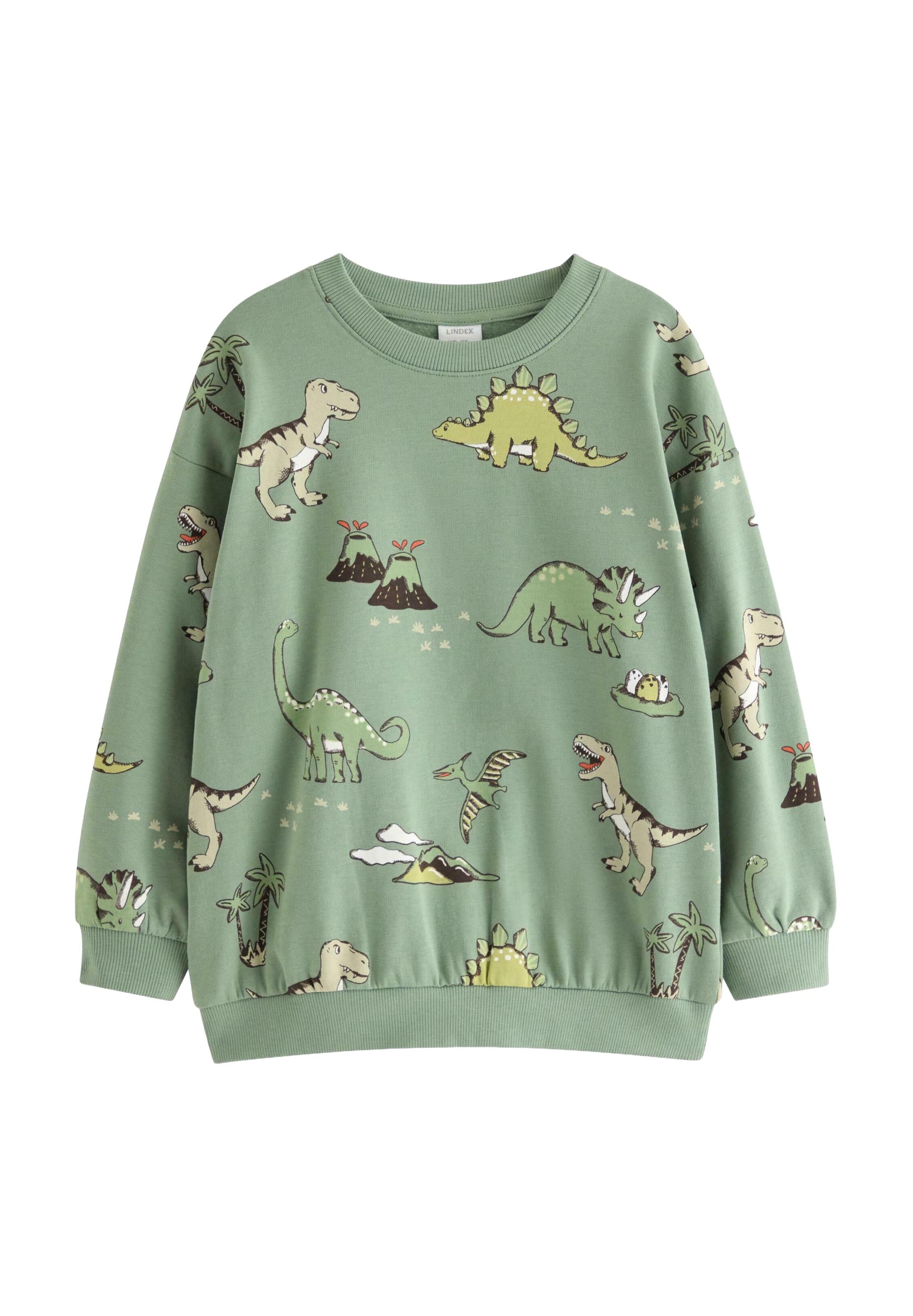 Lindex Sweatshirt 'Dino' i grön: framsida