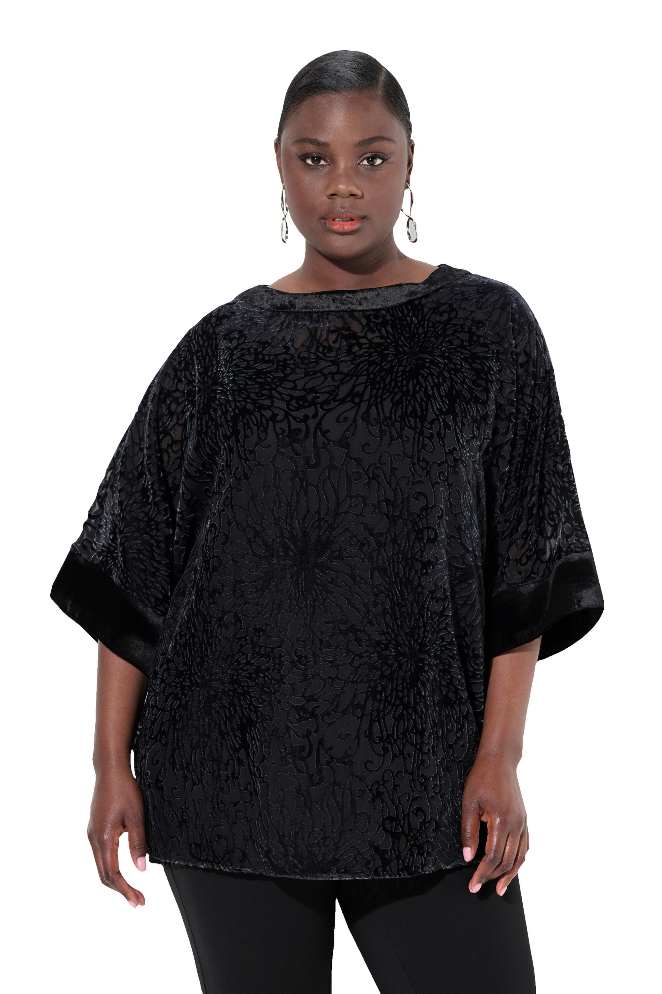 Ulla Popken Bluse in Schwarz: Vorderseite