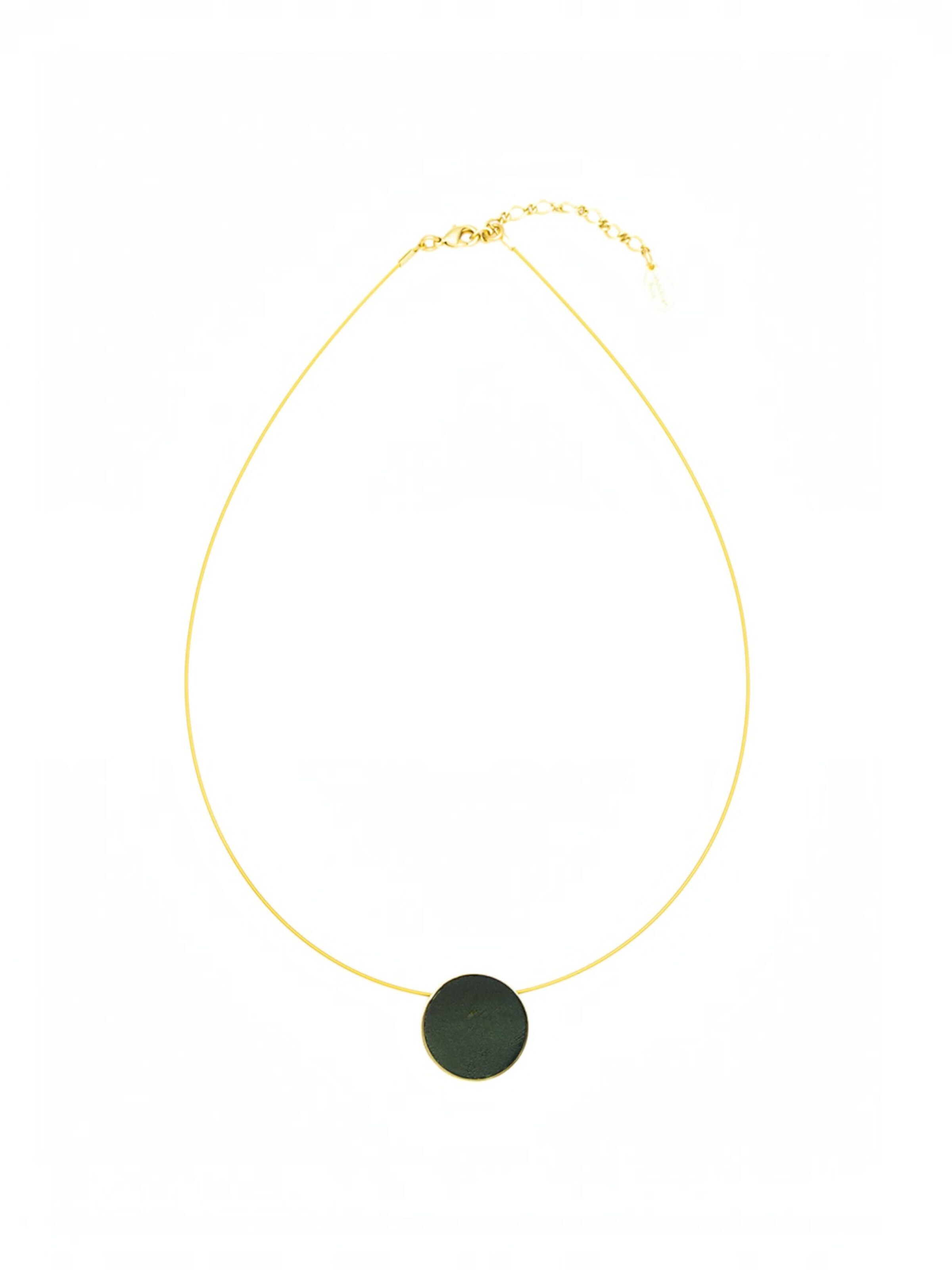 Sergio Engel Kette 'Patina Kette 04 Minimalistische vergoldete Seil-Kette mit farbigem Anhänger'‌‌‌‌‌‌‌‌ in 38 - 43 cm in grün, Produktansicht