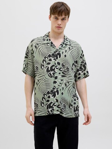 JJ Rebel Comfort fit Overhemd 'JREBBLOOM RESORT' in Groen: voorkant