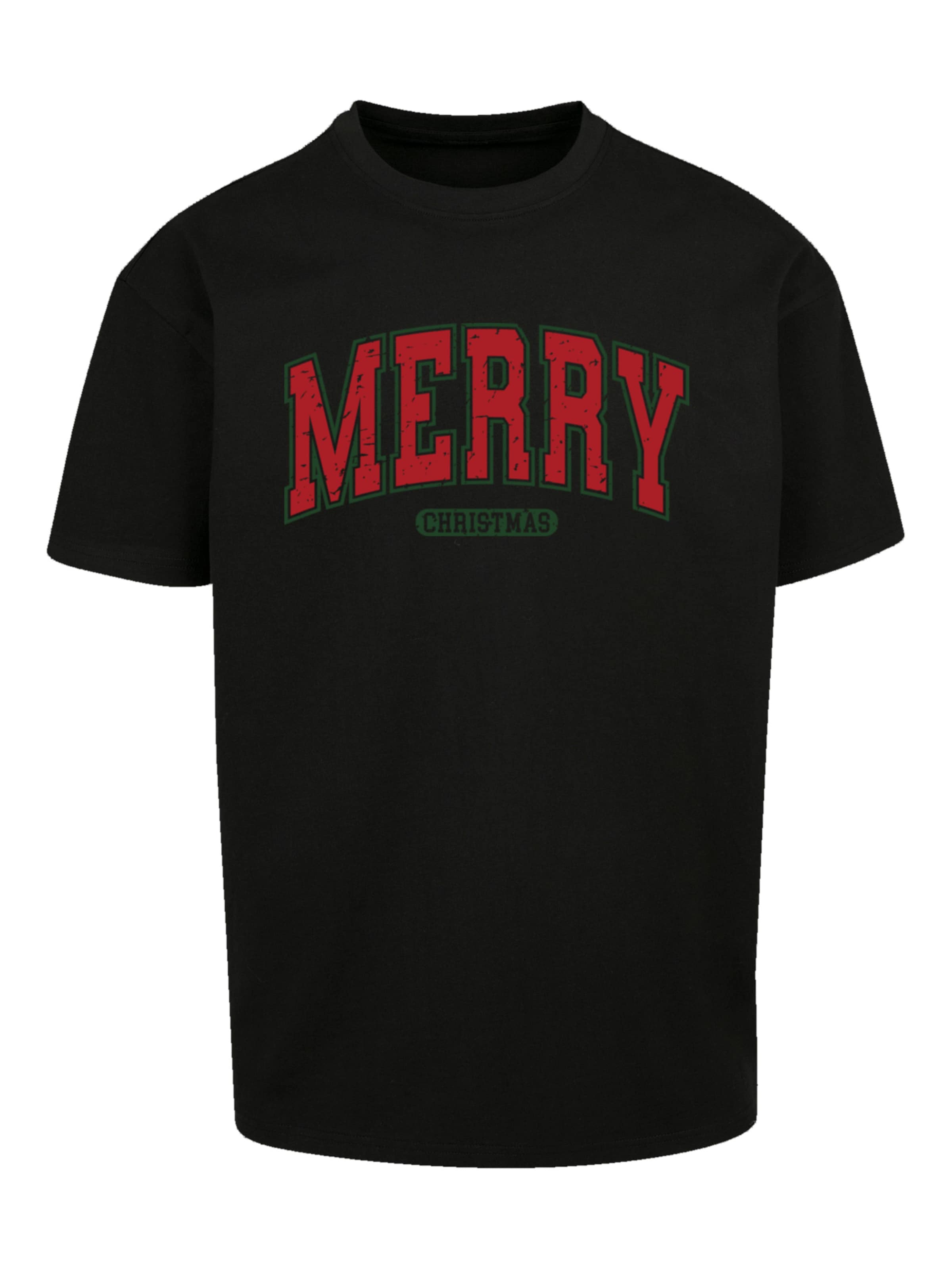 F4NT4STIC Shirt 'Merry Christmas' in Zwart: voorkant