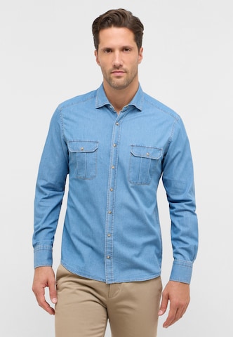 ETERNA Regular fit Zakelijk overhemd in Blauw: voorkant