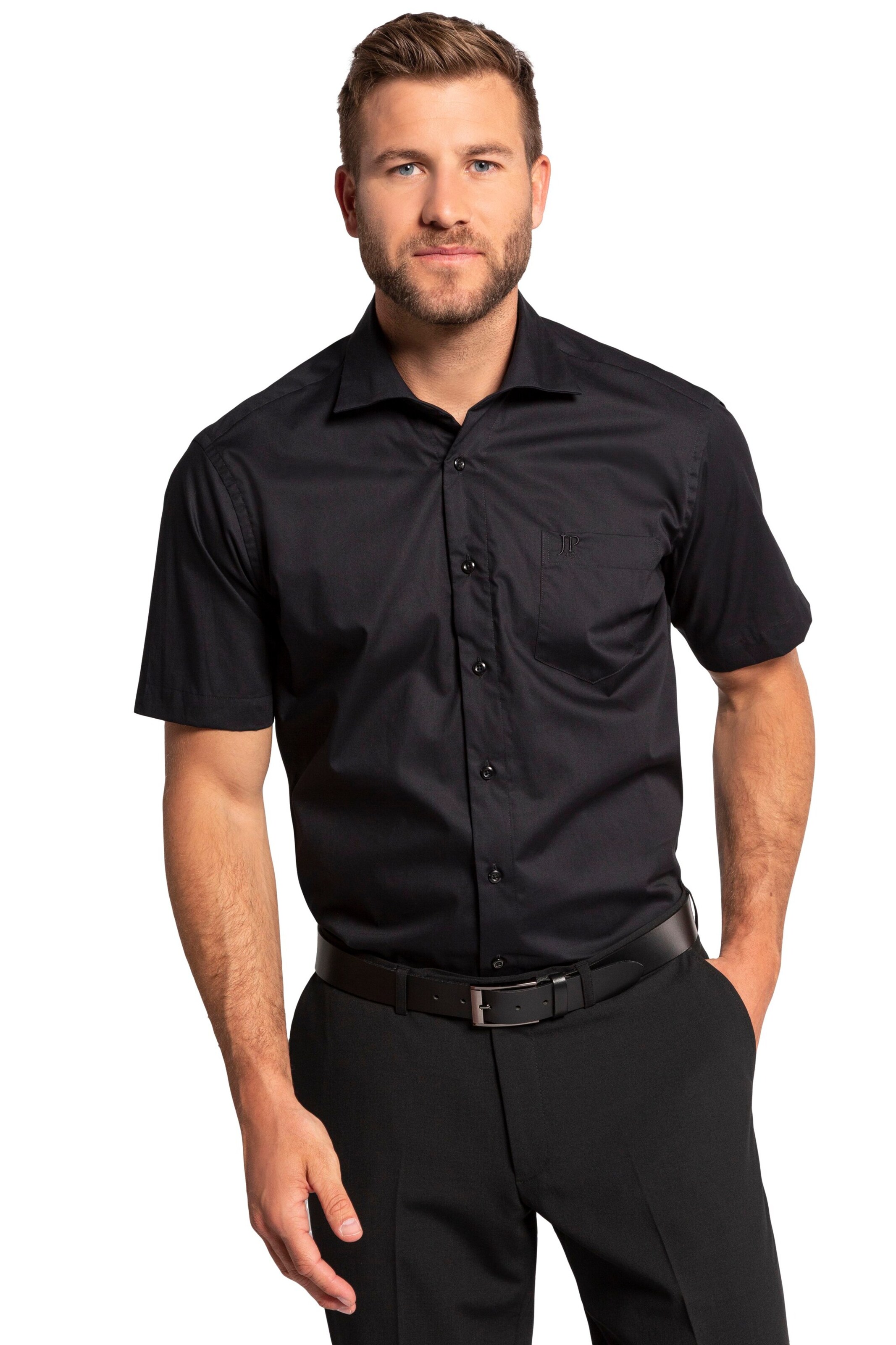 JP1880 Regular fit Button Up Shirt in Black: front