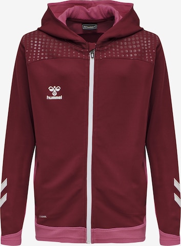 Hummel Athletic Zip-Up Hoodie in Red: front